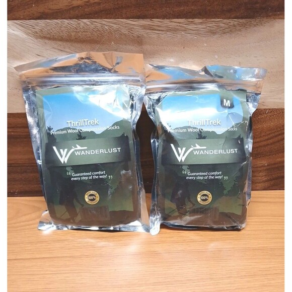 Lot of 2 Wanderlust Compression Socks Men Women Eliminate Pain & Swelling Medium - Picture 1 of 6